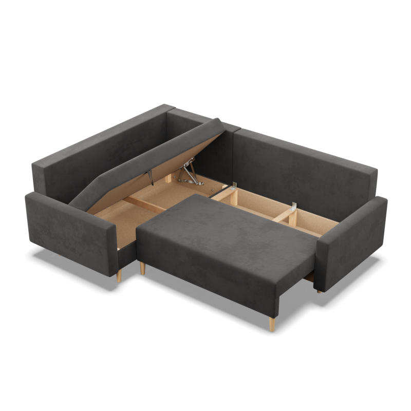 Ecksofa BLANK LO, Stoffart - I Gruppe, Füllung - Schaumstoff, Seite - LINKS, Farbe - GRAU