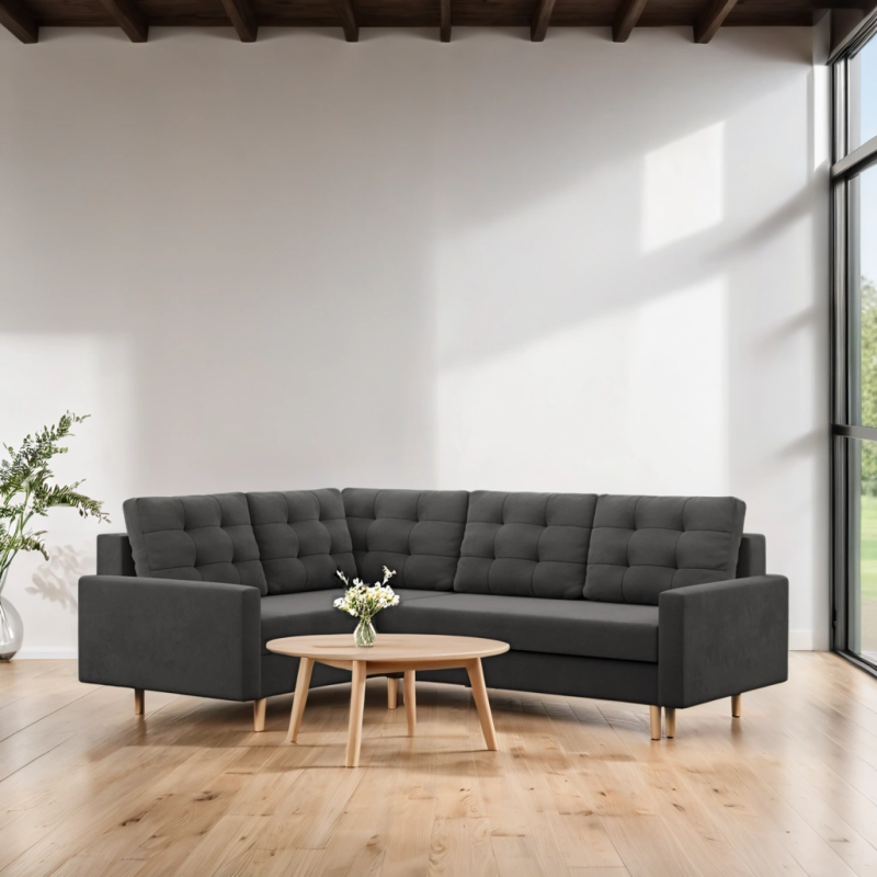Ecksofa BLANK LO, Stoffart - I Gruppe, Füllung - Schaumstoff, Seite - LINKS, Farbe - GRAU