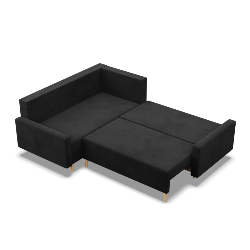 Ecksofa BLANK LO, Stoffart - Gruppe I, Füllung - Schaumstoff, Seite - LINKS, Farbe - SCHWARZ