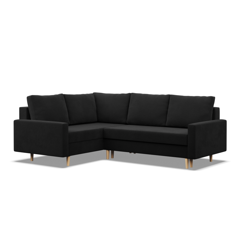 Ecksofa BLANK LO, Stoffart - Gruppe I, Füllung - Schaumstoff, Seite - LINKS, Farbe - SCHWARZ