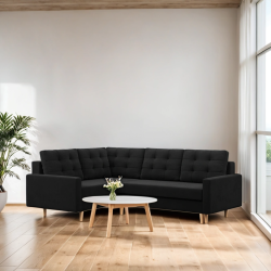 Ecksofa BLANK LO, Stoffart - Gruppe I, Füllung - Schaumstoff, Seite - LINKS, Farbe - SCHWARZ