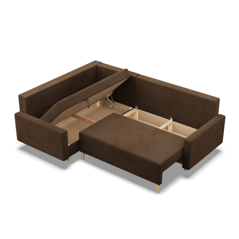 Ecksofa BLANK LO, Stoffart - Gruppe I, Füllung - Schaumstoff, Seite - LINKS, Farbe - BRAUN