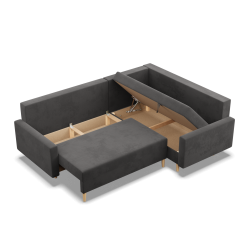 Ecksofa BLANK LO, Stoffart - Gruppe I, Füllung - Schaumstoff, Seite - RECHTS, Farbe - GRAU