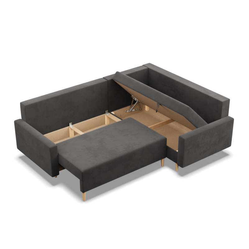 Ecksofa BLANK LO, Stoffart - Gruppe I, Füllung - Schaumstoff, Seite - RECHTS, Farbe - GRAU