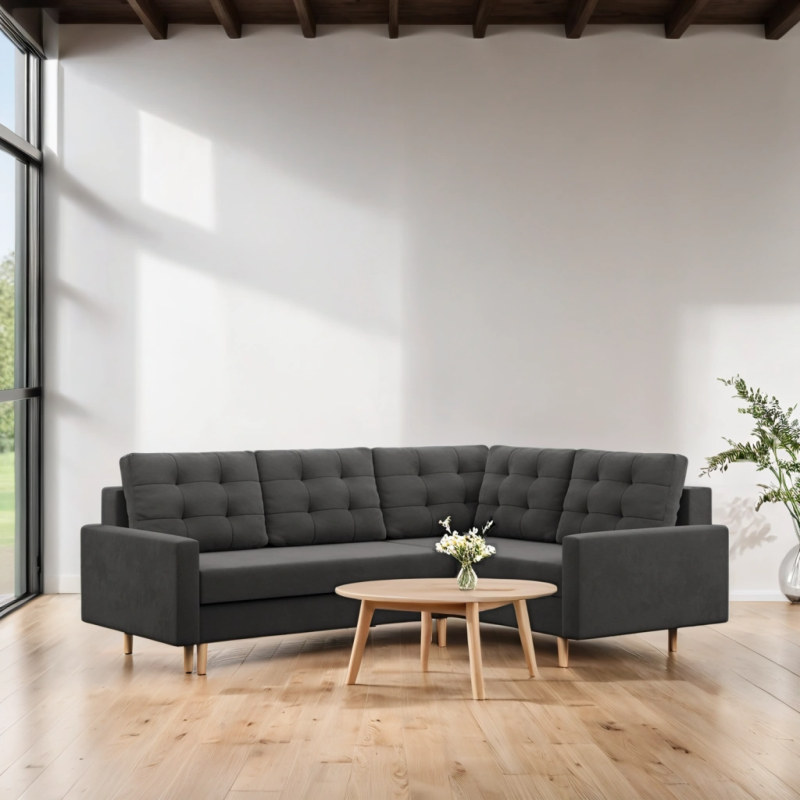 Ecksofa BLANK LO, Stoffart - Gruppe I, Füllung - Schaumstoff, Seite - RECHTS, Farbe - GRAU