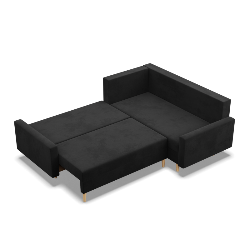 Ecksofa BLANK LO, Stoffart - Gruppe I, Füllung - Schaumstoff, Seite - RECHTS, Farbe - SCHWARZ