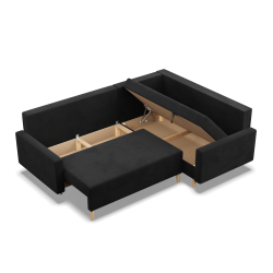 Ecksofa BLANK LO, Stoffart - Gruppe I, Füllung - Schaumstoff, Seite - RECHTS, Farbe - SCHWARZ