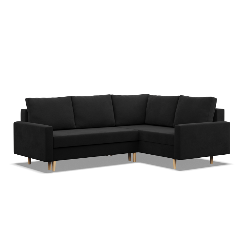 Ecksofa BLANK LO, Stoffart - Gruppe I, Füllung - Schaumstoff, Seite - RECHTS, Farbe - SCHWARZ