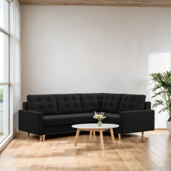 Ecksofa BLANK LO, Stoffart - Gruppe I, Füllung - Schaumstoff, Seite - RECHTS, Farbe - SCHWARZ
