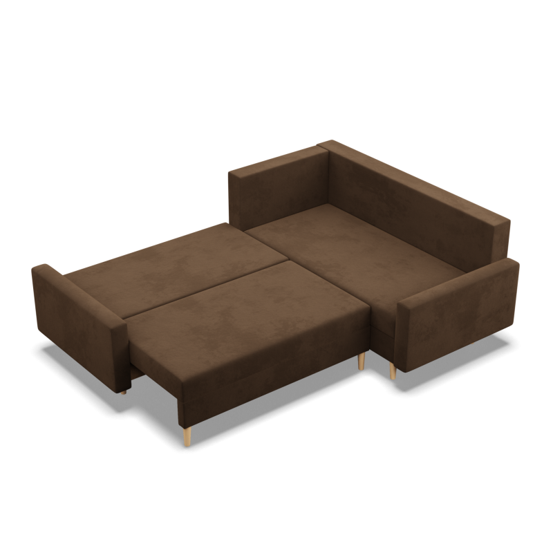 Ecksofa BLANK LO, Stoffart - Gruppe I, Füllung - Schaumstoff, Seite - RECHTS, Farbe - BRAUN