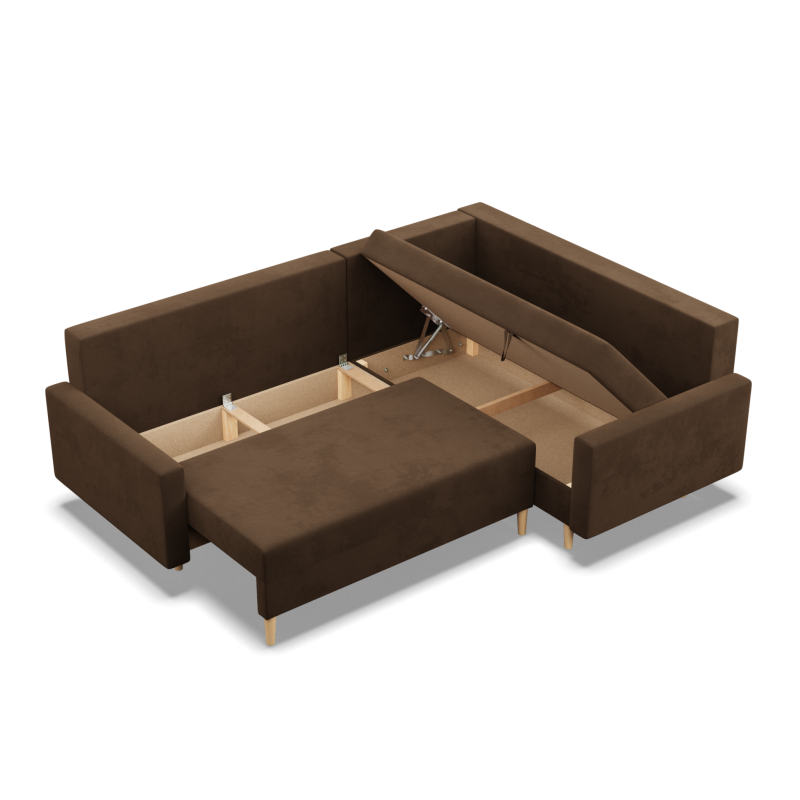 Ecksofa BLANK LO, Stoffart - Gruppe I, Füllung - Schaumstoff, Seite - RECHTS, Farbe - BRAUN