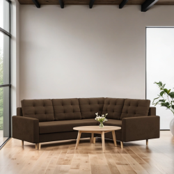 Ecksofa BLANK LO, Stoffart - Gruppe I, Füllung - Schaumstoff, Seite - RECHTS, Farbe - BRAUN