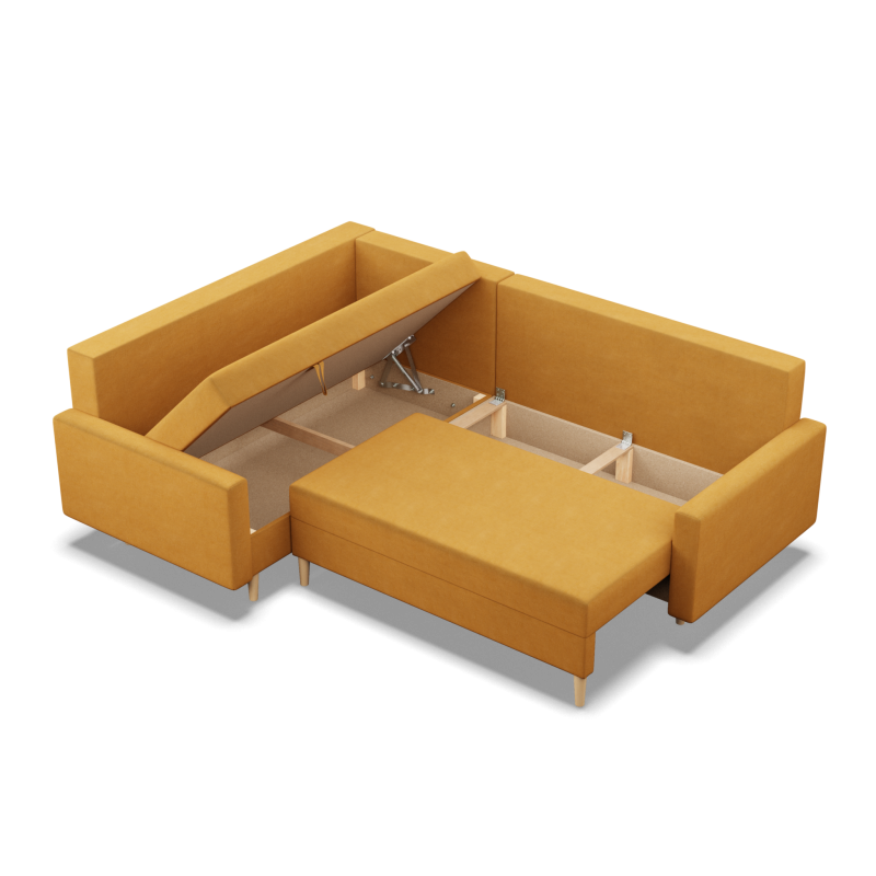 Ecksofa BLANK LO, Stoffart - Gruppe II, Füllung - Federkern, Seite - LINKS, Farbe - GELB