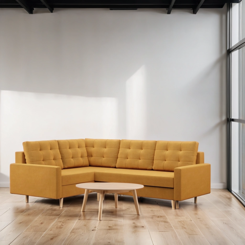 Ecksofa BLANK LO, Stoffart - Gruppe II, Füllung - Federkern, Seite - LINKS, Farbe - GELB