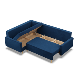 Ecksofa BLANK LO, Stoffart - Gruppe II, Füllung - Federkern, Seite - LINKS, Farbe - DUNKELBLAU