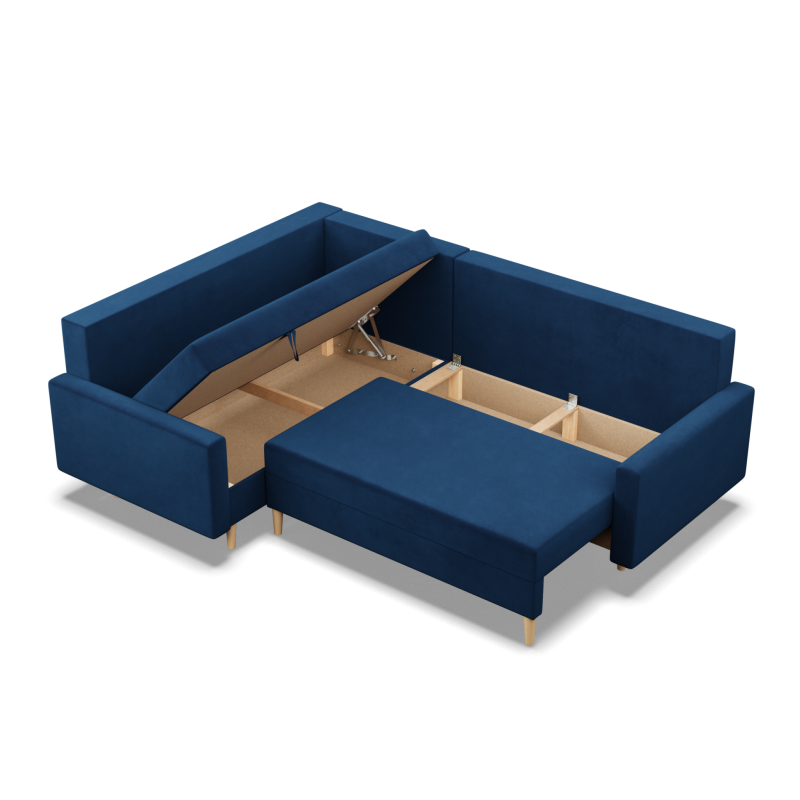 Ecksofa BLANK LO, Stoffart - Gruppe II, Füllung - Federkern, Seite - LINKS, Farbe - DUNKELBLAU