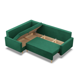 Ecksofa BLANK LO, Stoffart - Gruppe II, Füllung - Federkern, Seite - LINKS, Farbe - FLASCHENGRÜN