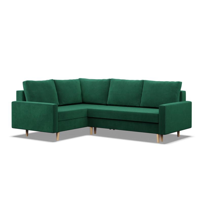 Ecksofa BLANK LO, Stoffart - Gruppe II, Füllung - Federkern, Seite - LINKS, Farbe - FLASCHENGRÜN