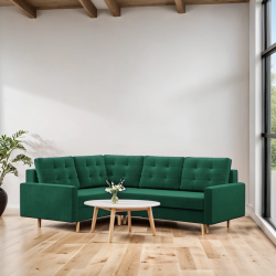 Ecksofa BLANK LO, Stoffart - Gruppe II, Füllung - Federkern, Seite - LINKS, Farbe - FLASCHENGRÜN