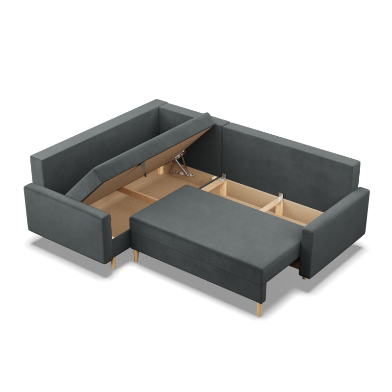 Ecksofa BLANK LO, Stoffart - Gruppe II, Füllung - Federkern, Seite - LINKS, Farbe - DUNKELGRAU