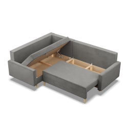 Ecksofa BLANK LO, Stoffart - Gruppe II, Füllung - Federkern, Seite - LINKS, Farbe - HELLGRAU