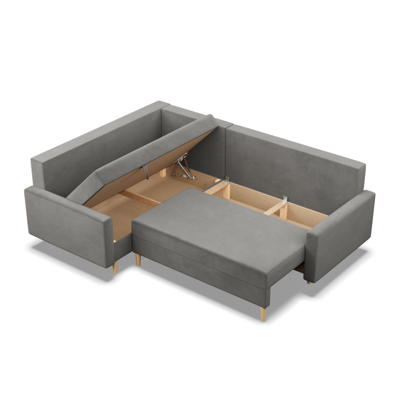 Ecksofa BLANK LO, Stoffart - Gruppe II, Füllung - Federkern, Seite - LINKS, Farbe - HELLGRAU