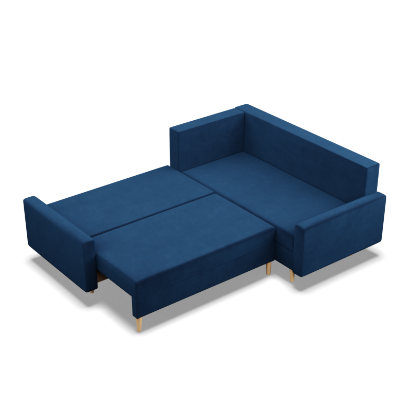 Ecksofa BLANK LO, Stoffart - Gruppe II, Füllung - Federkern, Seite - RECHTS, Farbe - DUNKELBLAU