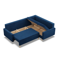 Ecksofa BLANK LO, Stoffart - Gruppe II, Füllung - Federkern, Seite - RECHTS, Farbe - DUNKELBLAU