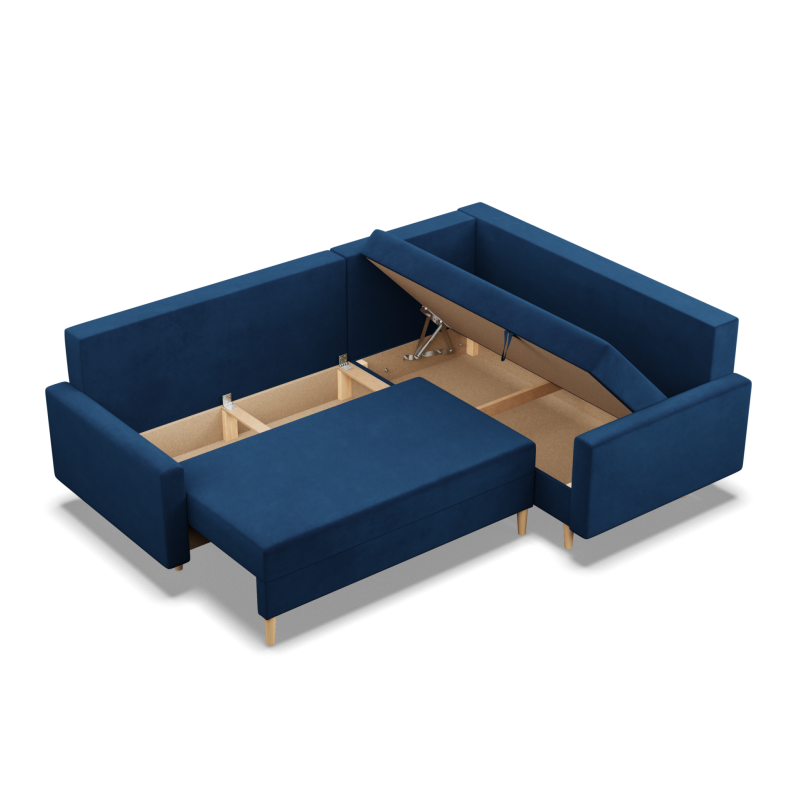 Ecksofa BLANK LO, Stoffart - Gruppe II, Füllung - Federkern, Seite - RECHTS, Farbe - DUNKELBLAU