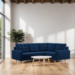 Ecksofa BLANK LO, Stoffart - Gruppe II, Füllung - Federkern, Seite - RECHTS, Farbe - DUNKELBLAU