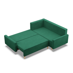 Ecksofa BLANK LO, Stoffart - II Gruppe, Füllung - Federkern, Seite - RECHTS, Farbe - FLASCHENGRÜN