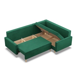 Ecksofa BLANK LO, Stoffart - II Gruppe, Füllung - Federkern, Seite - RECHTS, Farbe - FLASCHENGRÜN