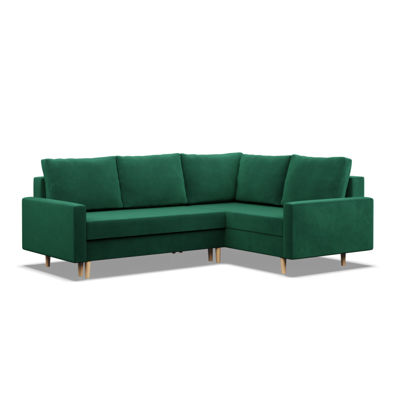 Ecksofa BLANK LO, Stoffart - II Gruppe, Füllung - Federkern, Seite - RECHTS, Farbe - FLASCHENGRÜN