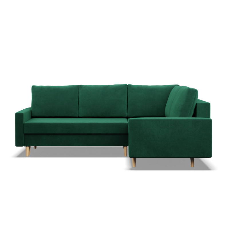 Ecksofa BLANK LO, Stoffart - II Gruppe, Füllung - Federkern, Seite - RECHTS, Farbe - FLASCHENGRÜN