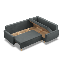 Ecksofa BLANK LO, Stoffart - Gruppe II, Füllung - Federkern, Seite - RECHTS, Farbe - DUNKELGRAU