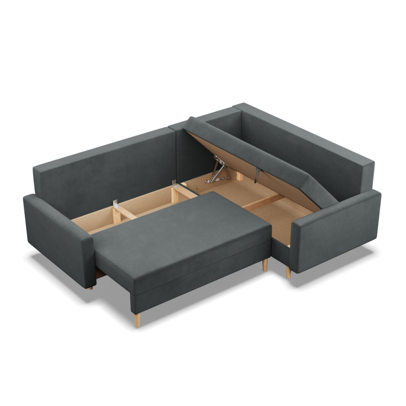 Ecksofa BLANK LO, Stoffart - Gruppe II, Füllung - Federkern, Seite - RECHTS, Farbe - DUNKELGRAU