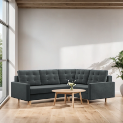 Ecksofa BLANK LO, Stoffart - Gruppe II, Füllung - Federkern, Seite - RECHTS, Farbe - DUNKELGRAU