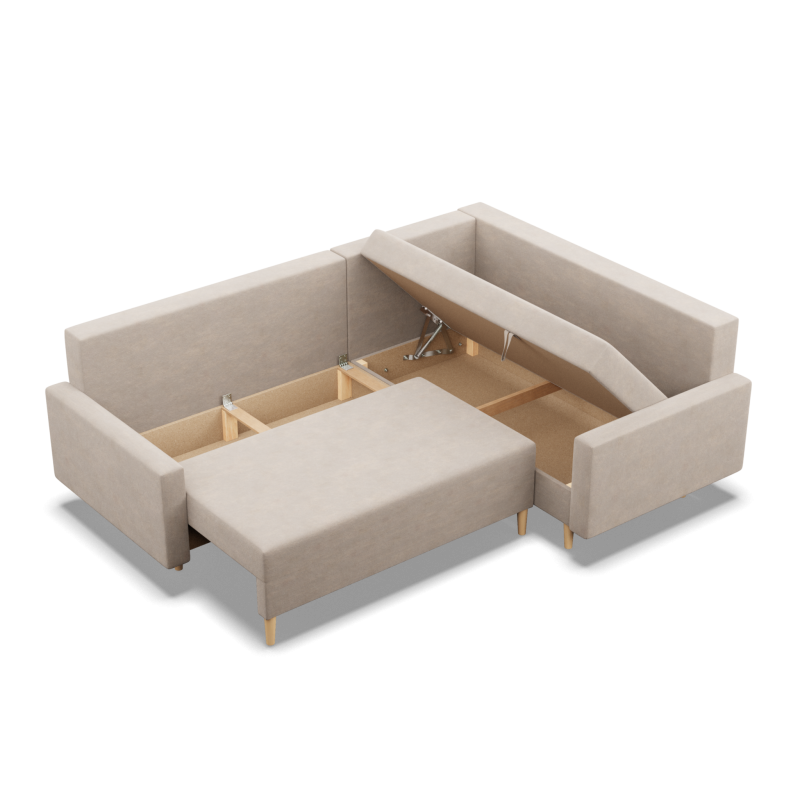 Ecksofa BLANK LO, Stoffart - Gruppe II, Füllung - Federkern, Seite - RECHTS, Farbe - BEIGE