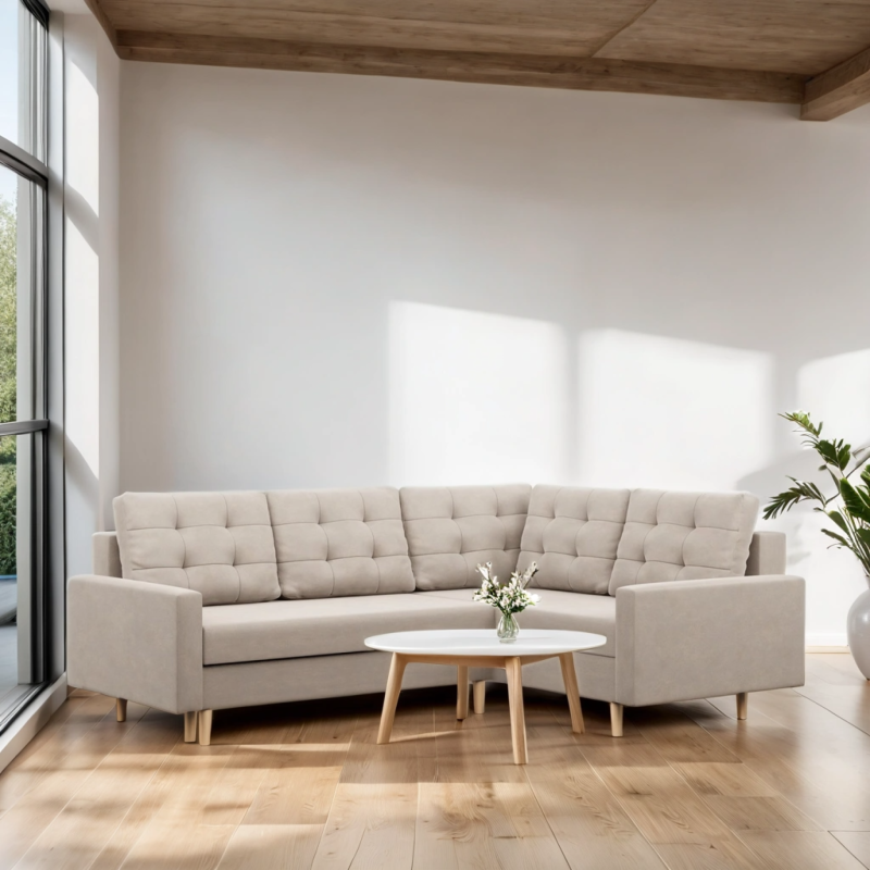 Ecksofa BLANK LO, Stoffart - Gruppe II, Füllung - Federkern, Seite - RECHTS, Farbe - BEIGE