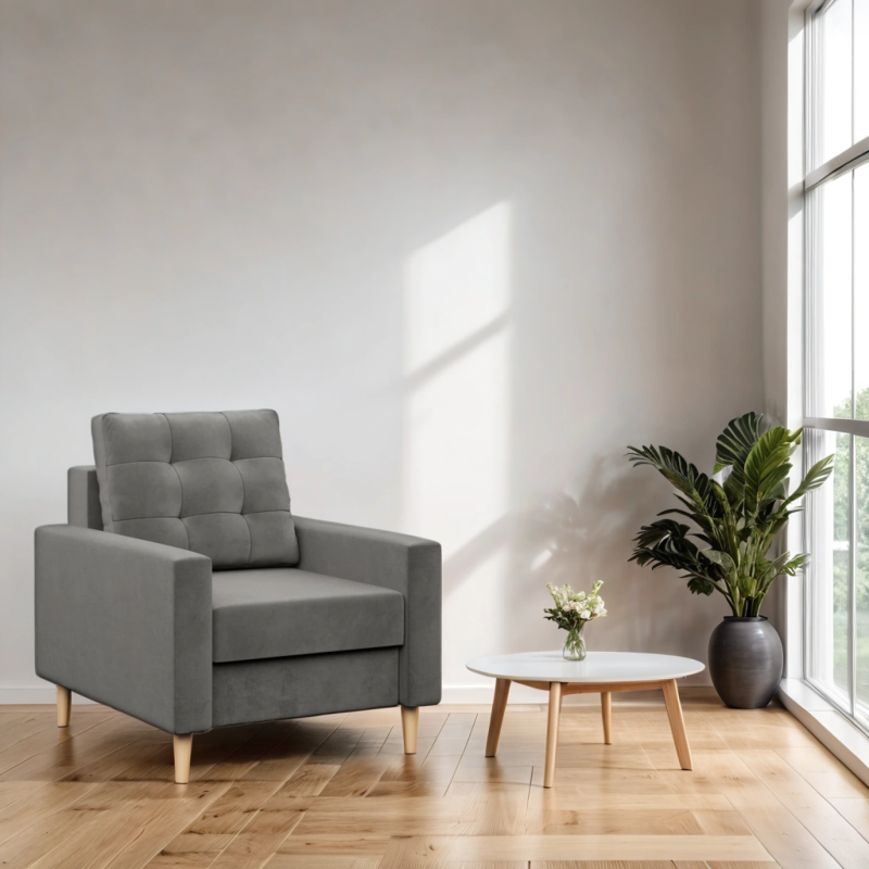 Sillón BLANK, Tipo de tela - Grupo II, Relleno - De muelles, Color - GRIS CLARO