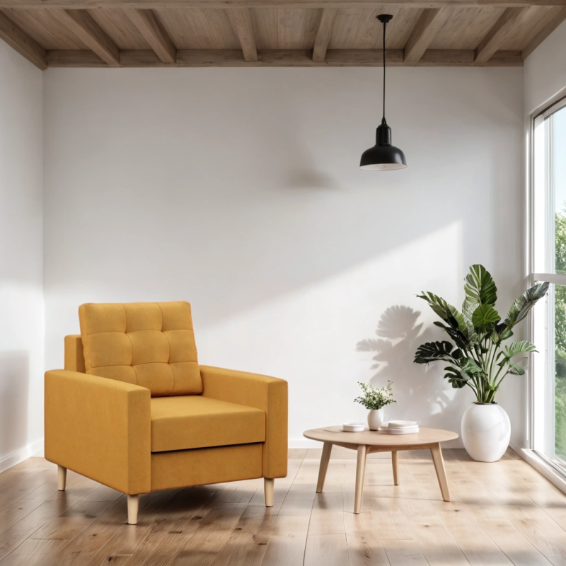 Sillón BLANK, Tipo de tela - Grupo II, Relleno - De muelles, Color - AMARILLO