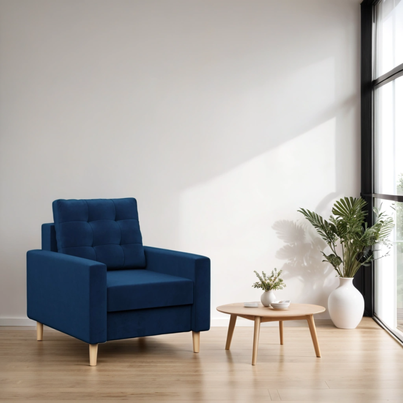 Sillón BLANK, Tipo de tela - Grupo II, Relleno - De muelles, Color - AZUL MARINO