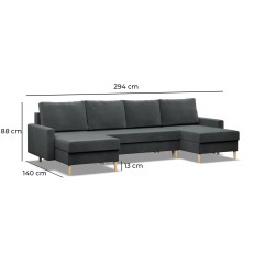 Ecksofa BLANK U, Stoffart - I Gruppe, Füllung - Schaum, Farbe - SCHWARZ