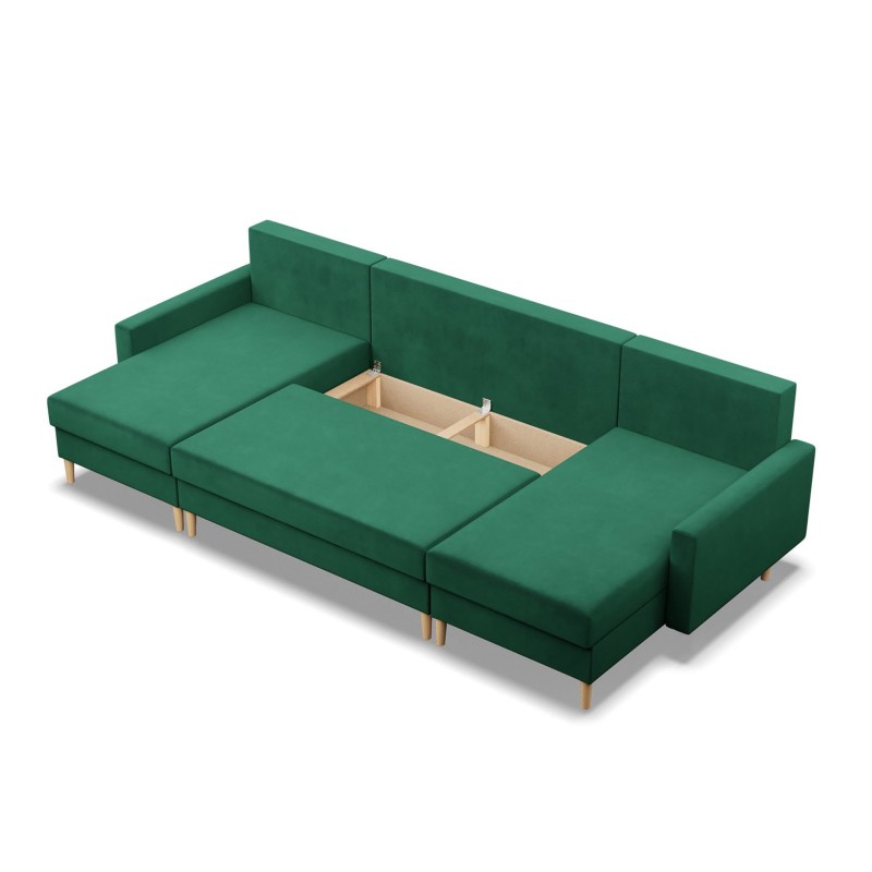 Ecksofa BLANK U, Stoffart - Gruppe II, Füllung - Federkern, Farbe - FLASCHENGRÜN