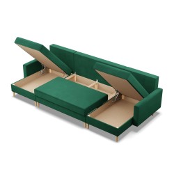 Ecksofa BLANK U, Stoffart - Gruppe II, Füllung - Federkern, Farbe - FLASCHENGRÜN