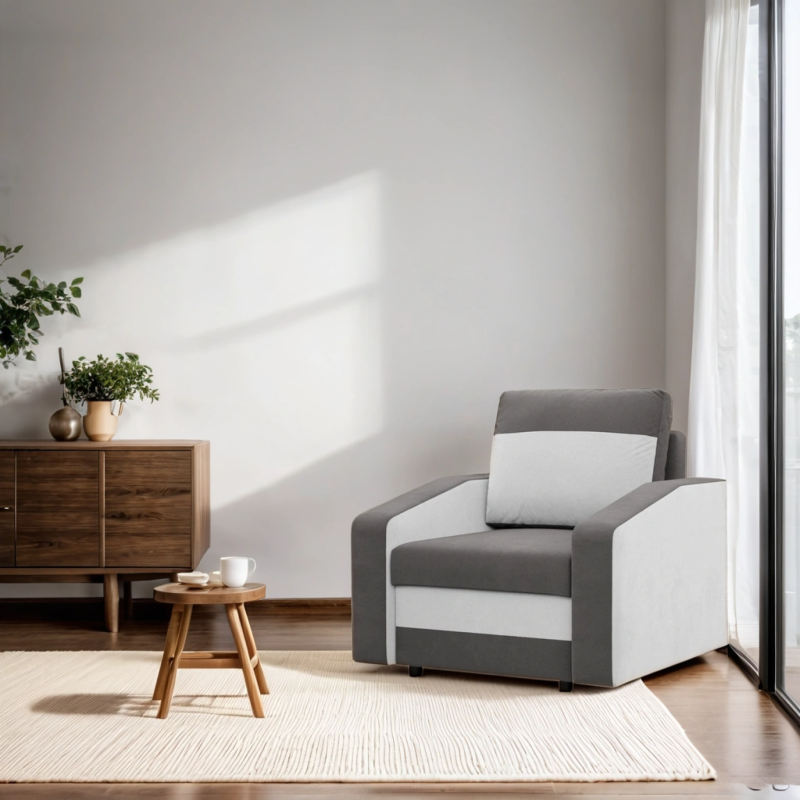 ORION Armchair, Filling - Foam, Color - GRAY + WHITE