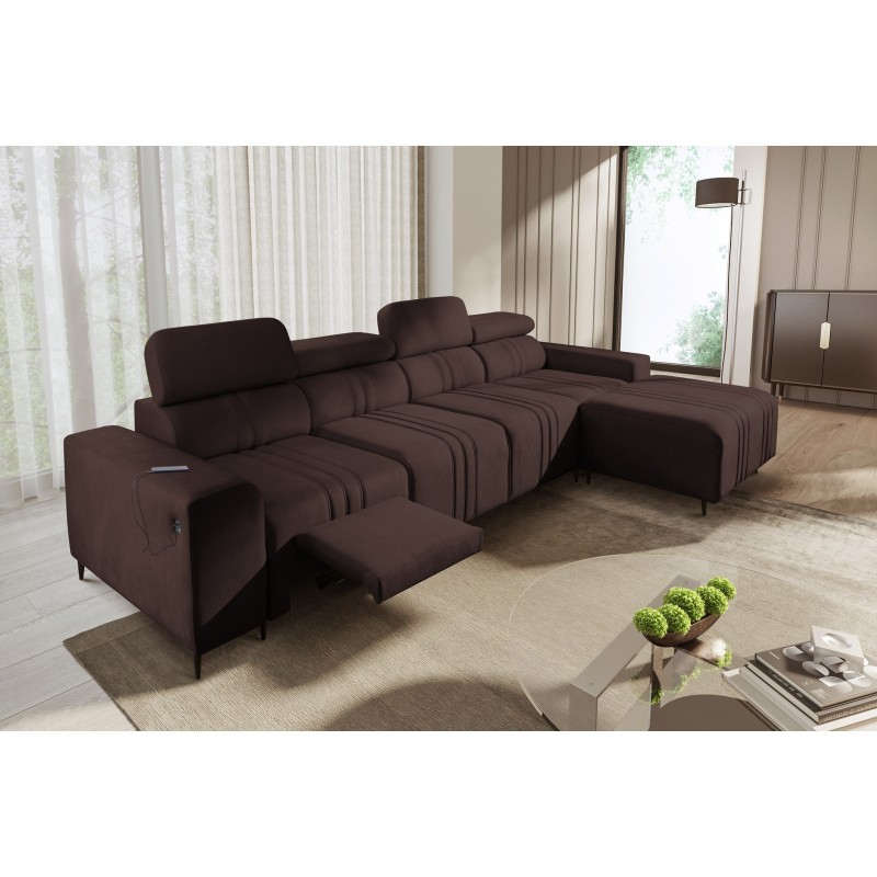 Verona XII Mix Corner Sofa with Sleeping Function in Velvet, Vena 13 - Elegance and Comfort in One Piece of Furniture