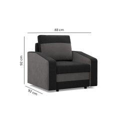 ORION Armchair, Filling - Spring, Color - BLACK + GRAY