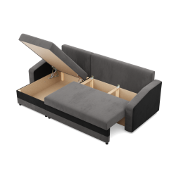 ORION Ecksofa, Füllung - Schaumstoff, Farbe - GRAU + SCHWARZ