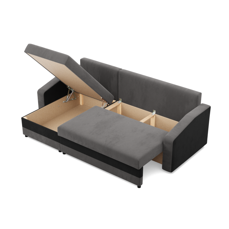 ORION Corner Sofa, Filling - Foam, Color - GRAY + BLACK